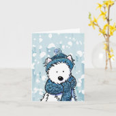 Funkelnd Winter Westie Card Karte (Gelbe Blume)