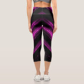 Funkelnd Zickzack Metallrosa-magentalaxie-Linien Capri Leggings (Rückseite)