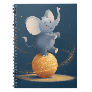 Funkelnd Zirkus Elefant über Golden Ball Notizblock