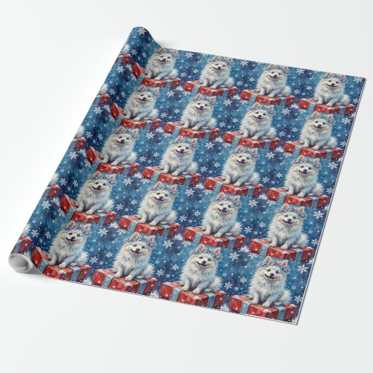 Funkelnde American Eskimo Dog Festive Geschenk Kis Geschenkpapier (Ungerollt)