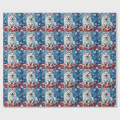 Funkelnde American Eskimo Dog Festive Geschenk Kis Geschenkpapier (Flach)