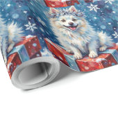 Funkelnde American Eskimo Dog Festive Geschenk Kis Geschenkpapier (Rolleneckpunkt)