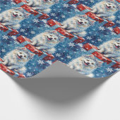 Funkelnde American Eskimo Dog Festive Geschenk Kis Geschenkpapier (Ecke)