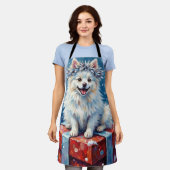 Funkelnde American Eskimo Dog Festive Geschenk Kis Schürze (Getragen)