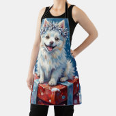 Funkelnde American Eskimo Dog Festive Geschenk Kis Schürze (InSitu)