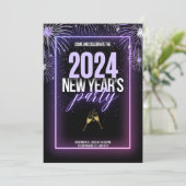 Funkelnde Anfänge: Neujahrsfeier Einladung (Stehend Vorderseite)