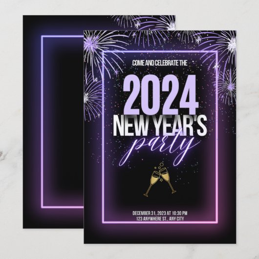 Funkelnde Anfänge: Neujahrsfeier Einladung (Vorne/Hinten)