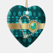 Funkelnde Aquaedelsteine des Diamantherzens Keramikornament (Rechts)