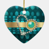 Funkelnde Aquaedelsteine des Diamantherzens Keramikornament (Hinten)