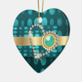 Funkelnde Aquaedelsteine des Diamantherzens Keramikornament (Links)