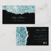 funkelnde aquamarine Glitzer-Visitenkarte Visitenkarte (Vorne/Hinten)