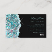 funkelnde aquamarine Glitzer-Visitenkarte Visitenkarte (Rückseite)