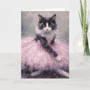 Funkelnde Ballerina-Katze im rosa Tutu Karte