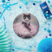 Funkelnde Ballerina-Katze im rosa Tutu Pappteller (Party)