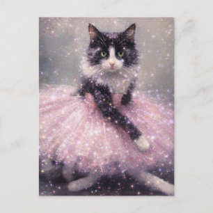 Funkelnde Ballerina-Katze im rosa Tutu Postkarte