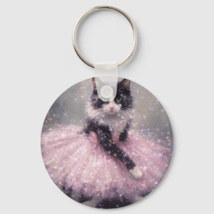 Funkelnde Ballerina-Katze im rosa Tutu Schlüsselanhänger