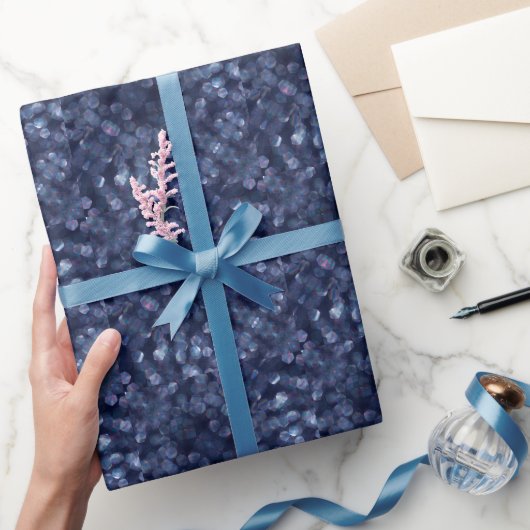 Funkelnde Blaue Bokeh-Lichter Geschenkpapier (Schenken)
