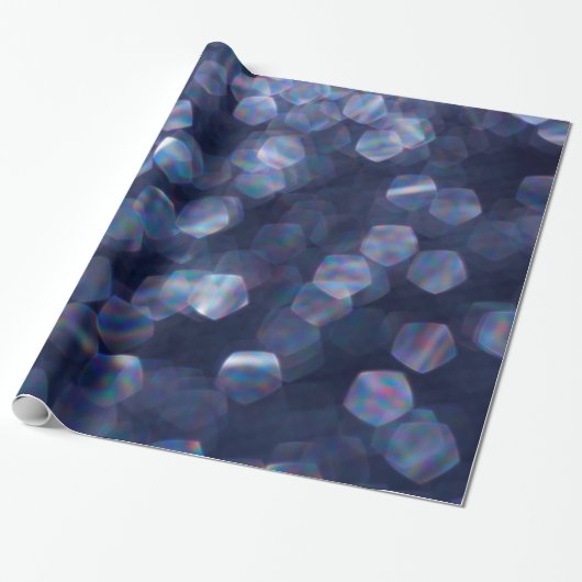 Funkelnde Blaue Bokeh-Lichter Geschenkpapier (Ungerollt)