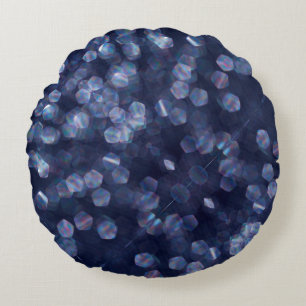 Funkelnde Blaue Bokeh-Lichter Rundes Kissen