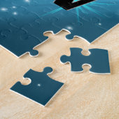 Funkelnde Blaue Turnerpose Puzzle (Seite)