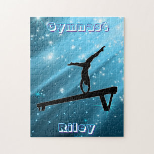 Funkelnde Blaue Turnerpose Puzzle