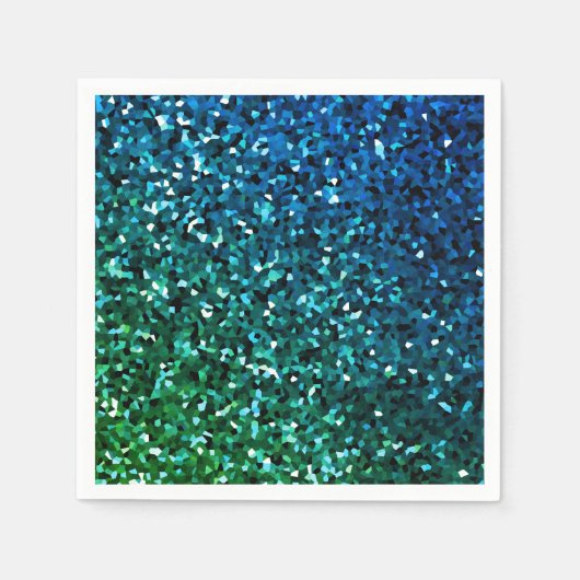 Funkelnde Blaugrüne Glitzernde Farbige Feiertage Serviette (Vorderseite)