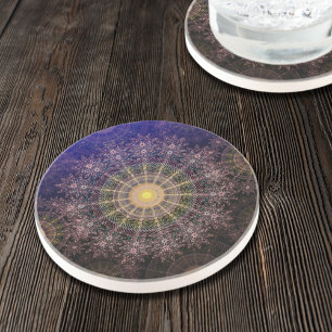 Funkelnde Blume im klaren Nachthimmel Getränkeuntersetzer