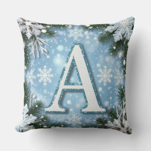 🎄 Funkelnde Buchstabe A Weihnachts-Monogramm-Schn Kissen