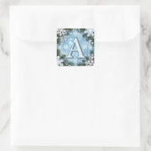 🎄 Funkelnde Buchstabe A Weihnachtsmonogramm-Schne Quadratischer Aufkleber (Tasche)