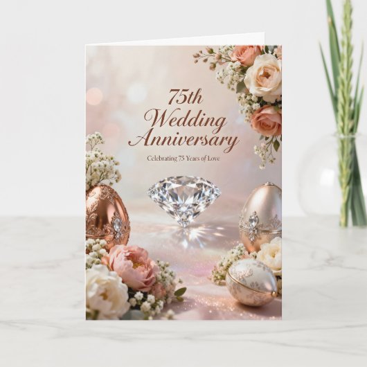 Funkelnde Diamant 75. Hochzeitstag Karte (Vorderseite)