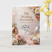 Funkelnde Diamant 75. Hochzeitstag Karte (Gelbe Blume)