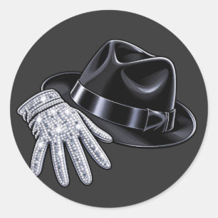 Funkelnde Diamant-Handschuh und Fedora-Hut Pop-Art Runder Aufkleber