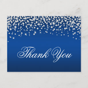 Funkelnde Diamant-Konfetti Deep Blue Ombre Dankesc Postkarte