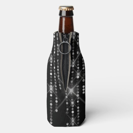 Funkelnde Diamanten auf Schwarz Flaschenkühler (Flasche Rückseite)