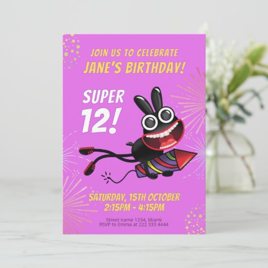 Funkelnde Feuerarbeit Geburtstagsblast Einladung (Stehend Vorderseite)