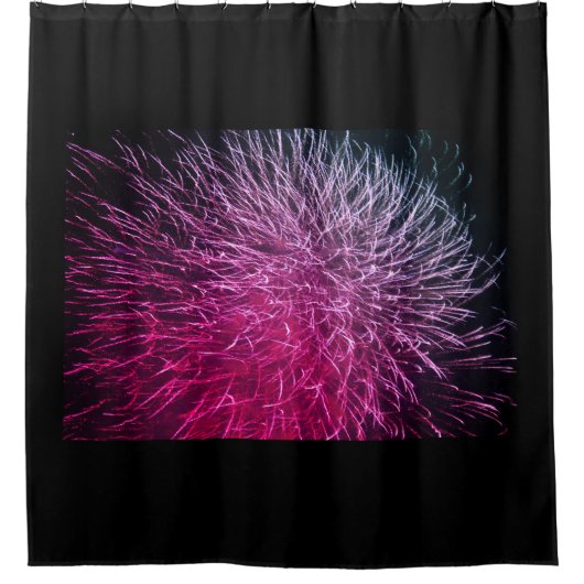 Funkelnde Feuerwerke Abstrakt rosa Schwarz dekorat Duschvorhang (Vorderseite)