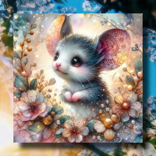 Funkelnde Florale Pastell-Frühlingsmaus Ostern Feiertagskarte