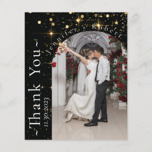 Funkelnde Foto Budget-Hochzeit Danke-Karte Flyer