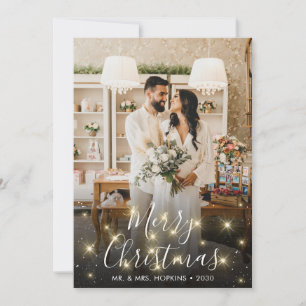 Funkelnde Foto-Feiertags-Hochzeitsanzeige Feiertagskarte