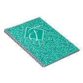 Funkelnde Glam Turquoise Blau Glitter Monogramm Notizblock (Rechte Seite)