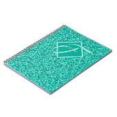 Funkelnde Glam Turquoise Blau Glitter Monogramm Notizblock (Linke Seite)