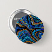 Funkelnde Glamour Glitzer Mädchenmarmor Kunst blau Button (Vorne & Hinten)