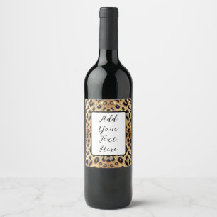 Funkelnde Glamour Gold Schwarz Leopard Cheetah Dru Weinetikett