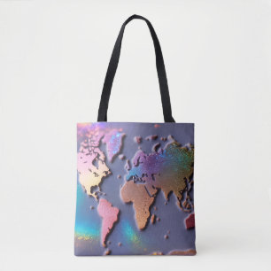 Funkelnde Glitter 3D farbenfrohe Weltkarte  Tasche
