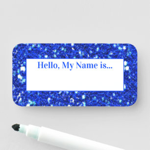 Funkelnde Glitter Glam Königlich Blau Hallo, ich h Namensschild