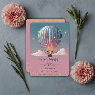 Funkelnde Glitter Heißluftballon Baby Shower Einladung