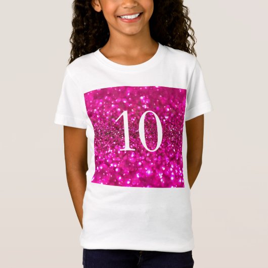Funkelnde Glitter Rosa 10. Geburtstag Mädchen T-Shirt (Vorderseite)