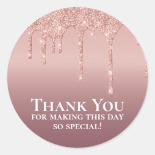 Funkelnde Glitter Rosa Dankeschön Geschenke Runder Aufkleber