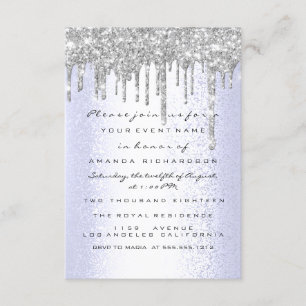 Funkelnde Glitter-Tröpfchen Silber Blau Braut Swee Einladung