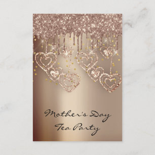 Funkelnde Glitter-Tropfen-Rosé-Muttertags-Teeparty Einladung